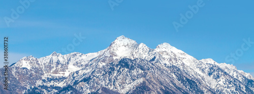 The Wasatch (Uinta) mountain range located along the east side of the Salt Lake valley (Utah). This peak is called Twin Peaks. photo