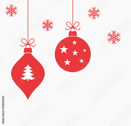 Christmas balls red ornaments background.