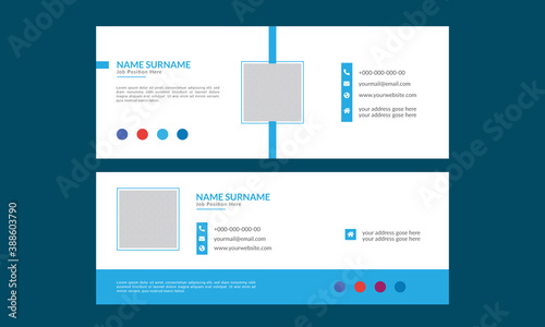 Corporate cyan color official email signature design template. Set of professional email signature