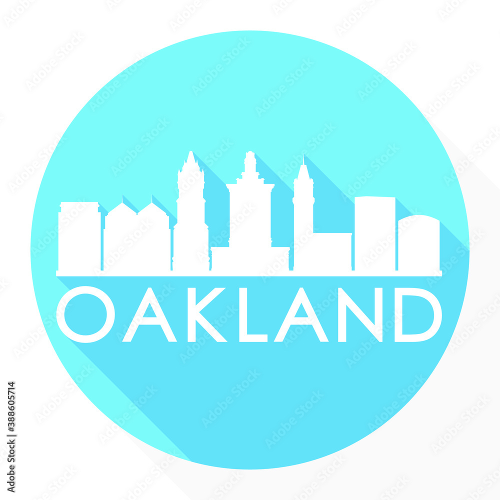 Oakland California USA Flat Icon Skyline Silhouette Design City Vector Art Famous Buildings.