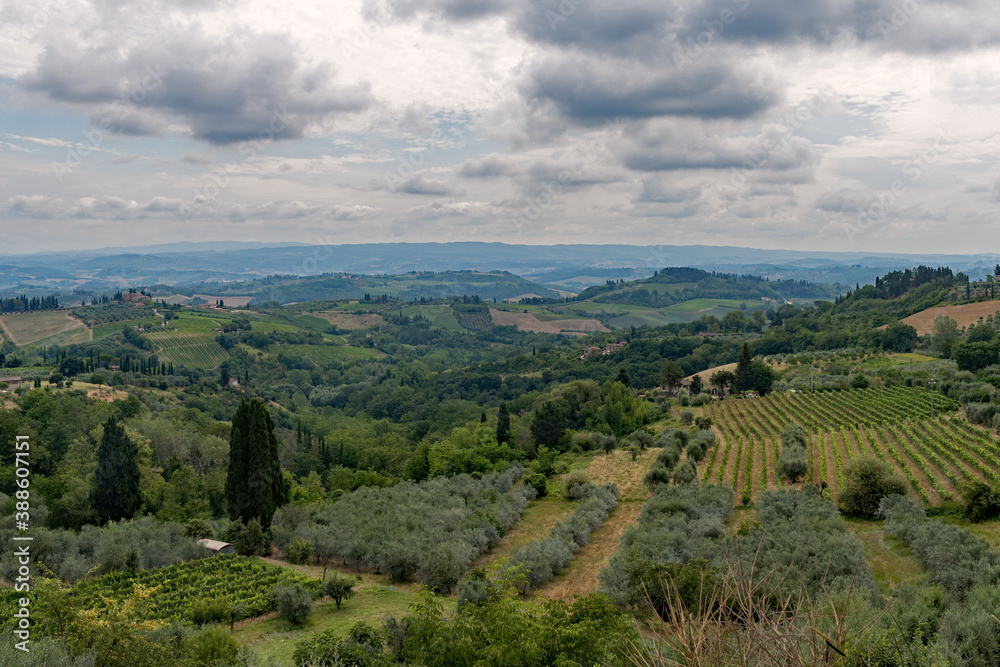 Landscape near San Gimignano at the Tuscany Region in Italy 