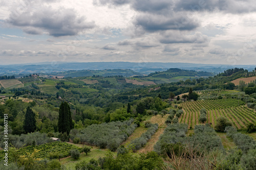 Landscape near San Gimignano at the Tuscany Region in Italy 