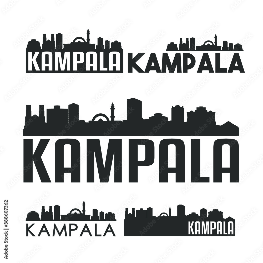 Kampala Uganda Flat Icon Skyline Vector Silhouette Design Set Logo.