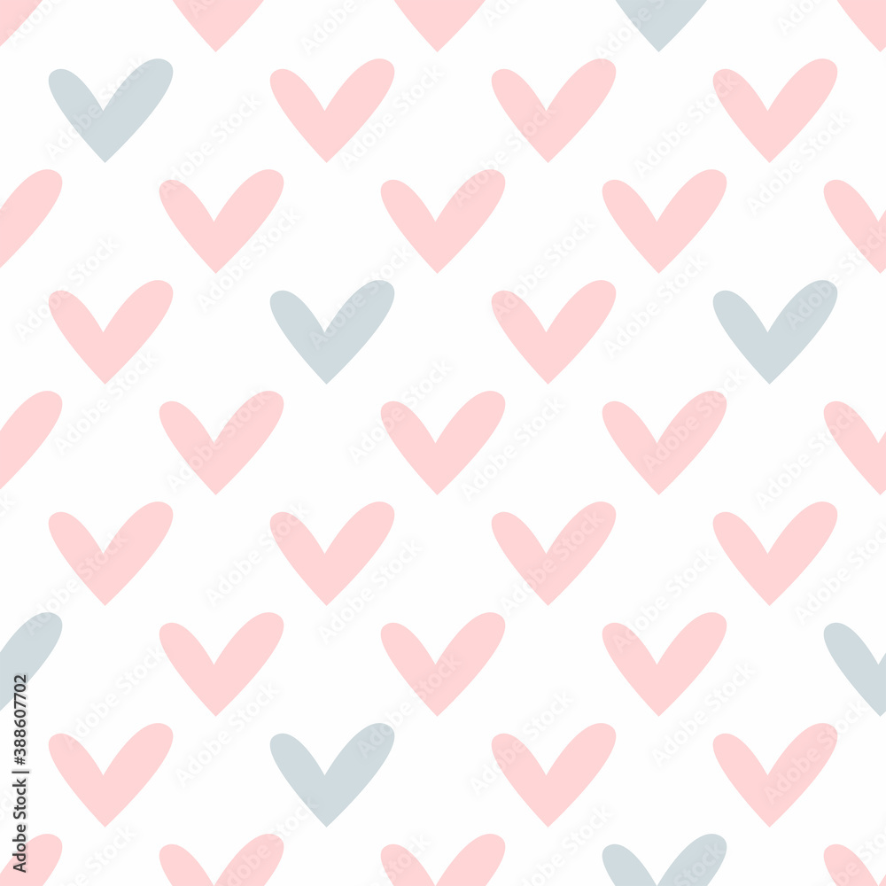 Cute seamless pattern with hearts. Endless romantic vector illustration.