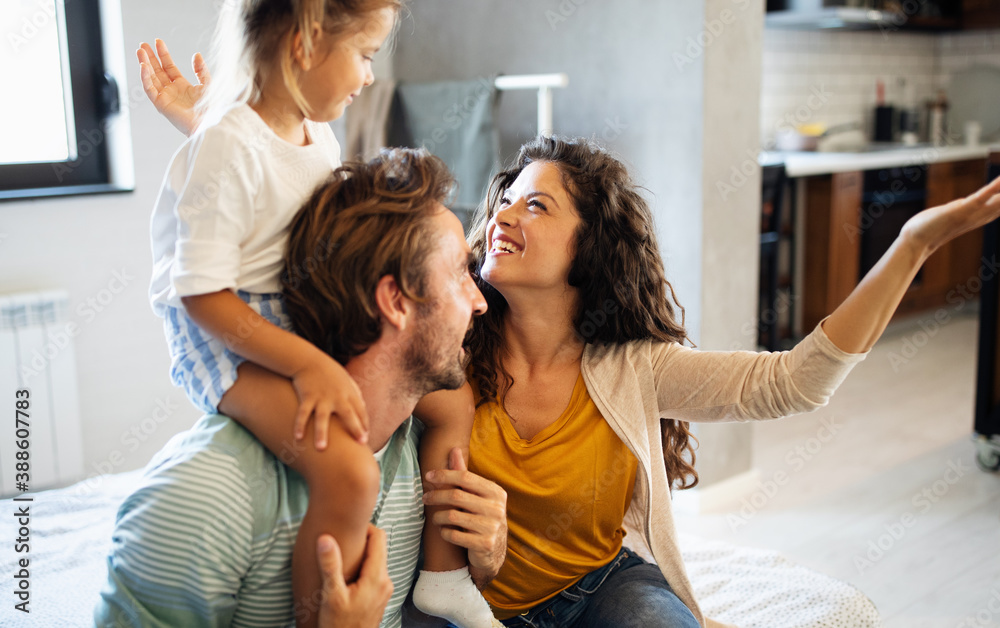 Fototapeta premium Happy family having fun times at home