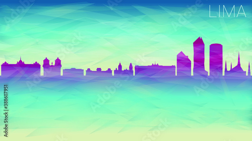 Lima Peru. Broken Glass Abstract Geometric Dynamic Textured. Banner Background. Colorful Shape Composition.