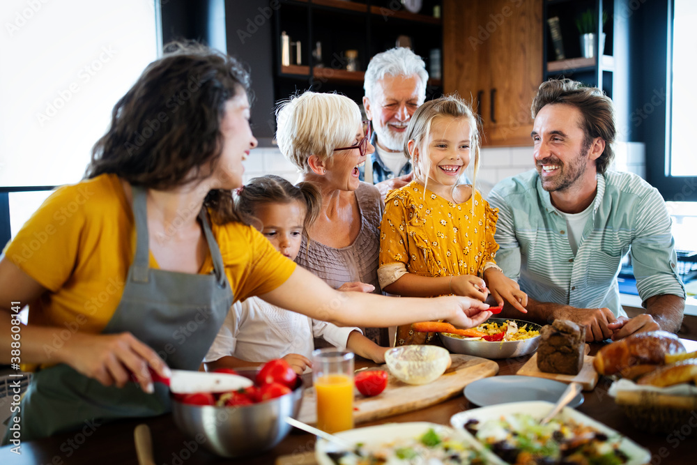 Happy family spending quality time together in the kichen