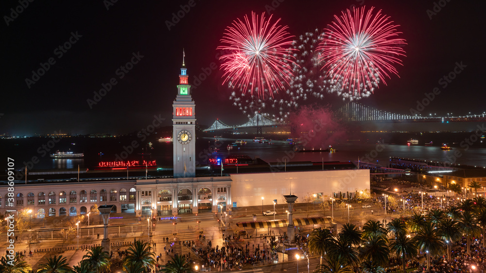 San Francisco New Year's Eve Fireworks at the Ferry Building