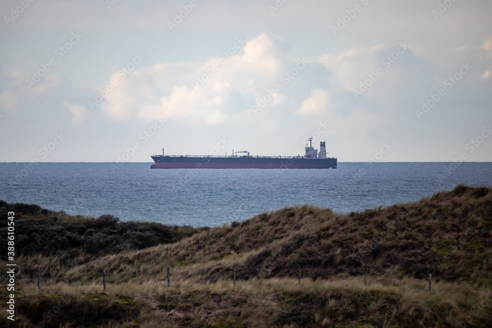 Parked Container Ship Autumn Dunes Scheveningen Parked Container Ship Autumn Dunes Scheveningen