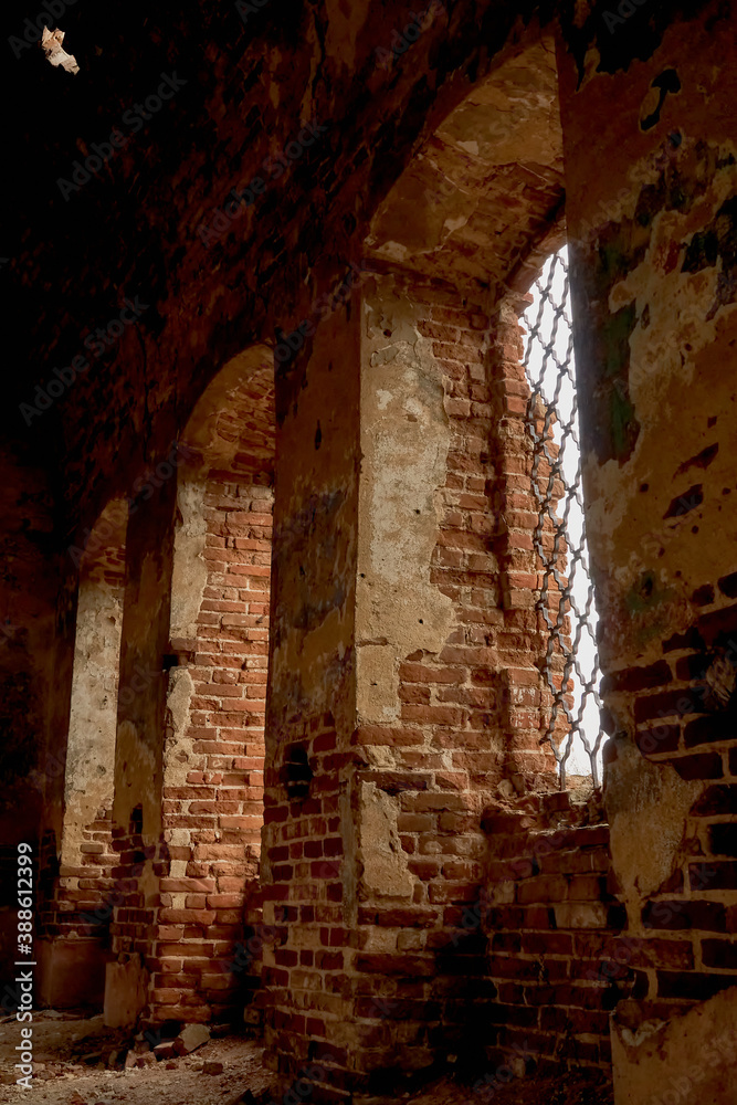 Internal ruins of an abandoned Orthodox church