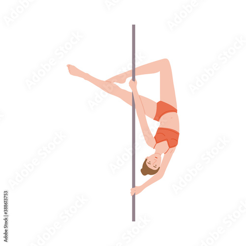 Vector flat isolated illustration of pole dancer girl