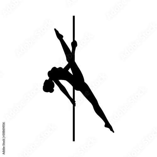 Silhouette of a beautiful flexible girl dancing on a pole a vector illustration