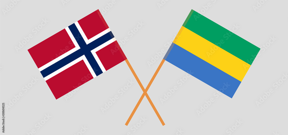 Crossed flags of Gabon and Norway