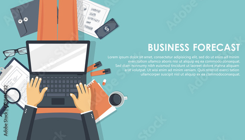 Business forecast banner. Flat vector illustration