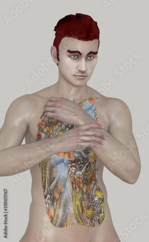 Tattoo on muscular male