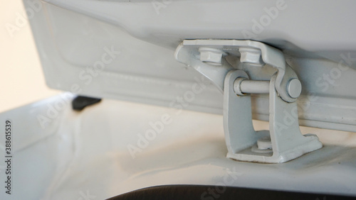 Close up of the upper door lock on the trunk of a modern car