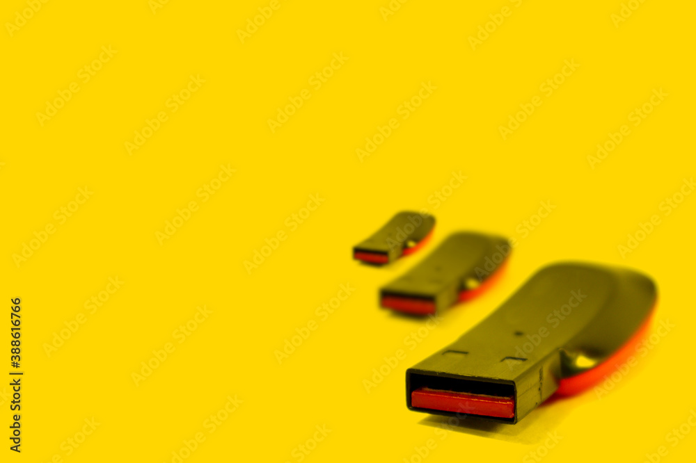 Pen drive with yellow background Pen drive with yellow background