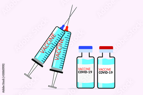 Anti Coronavirus disease COVID-19 infection medical vaccine with typography and copy space. New official name for Coronavirus disease named COVID-19. Vaccination concept. Vector banner.
