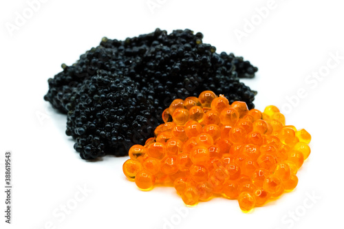 black orange caviar isolated on white background