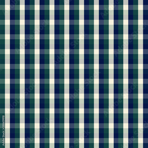 Fabric squared pattern, tartan in green and blue, seamless pattern, vector