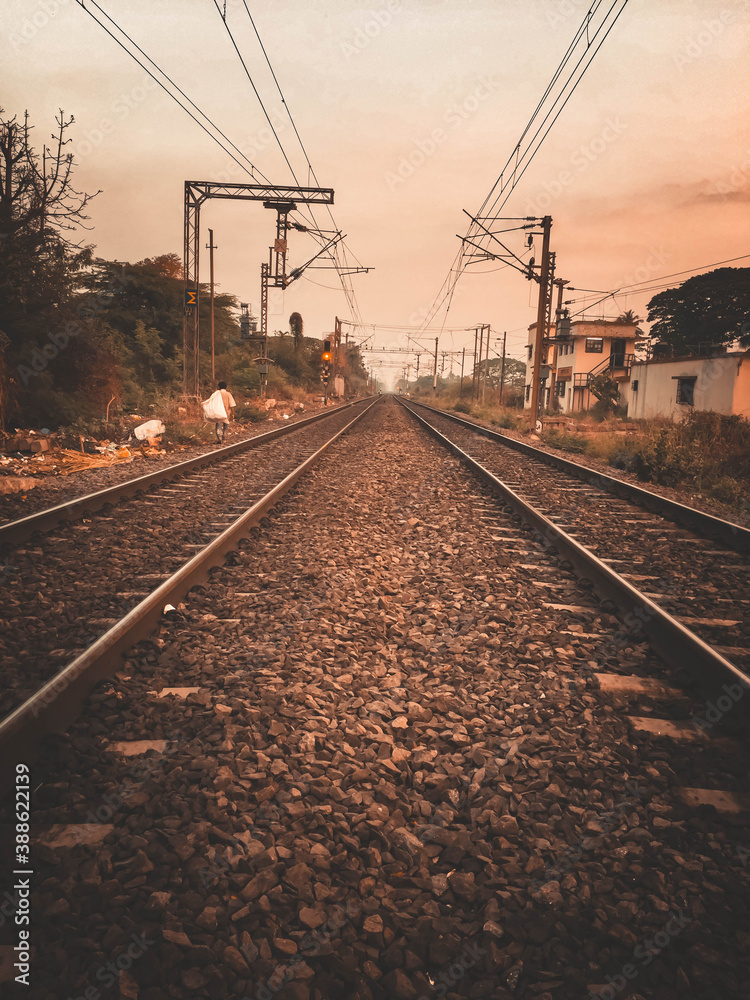railway in the morning railway in the morning