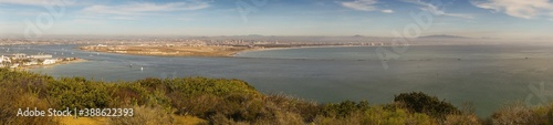 Wide Panoramic Landscape View of San Diego Bay and Distant Baja California from Point Loma Natural Park 