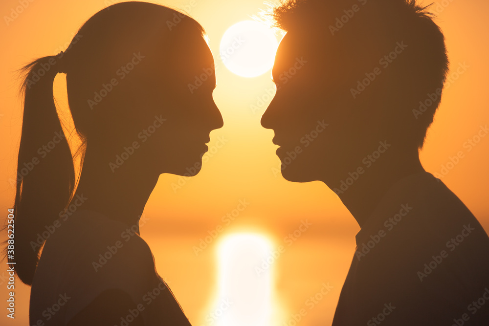Couple in love looking into each others eyes. 