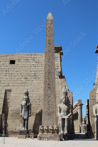 Obelisk and Statues in front of Luxor Temple