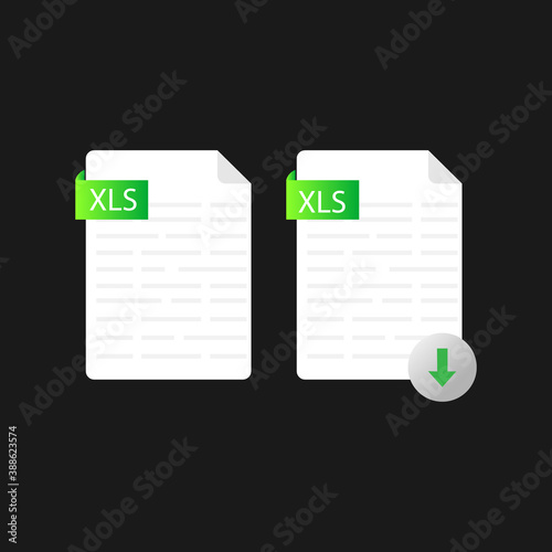 Icon download xls file document design isolated on white background © Rizky
