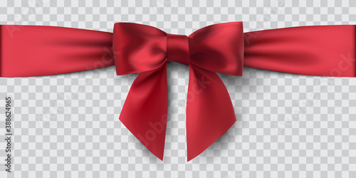 red satin ribbon and bow, isolated, vector illustration