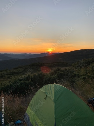 camping in the mountains at sunset © Валерія 