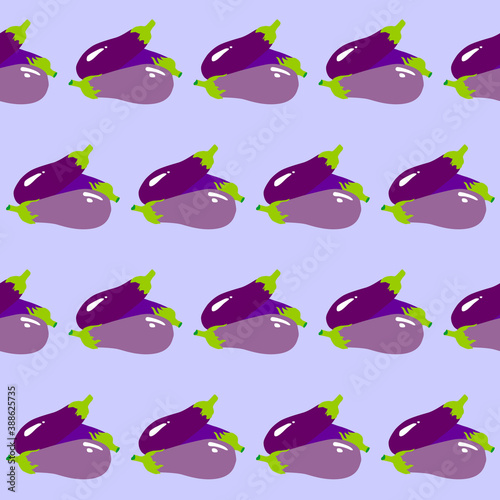 Pattern eggplant, hand drawn vector illustration