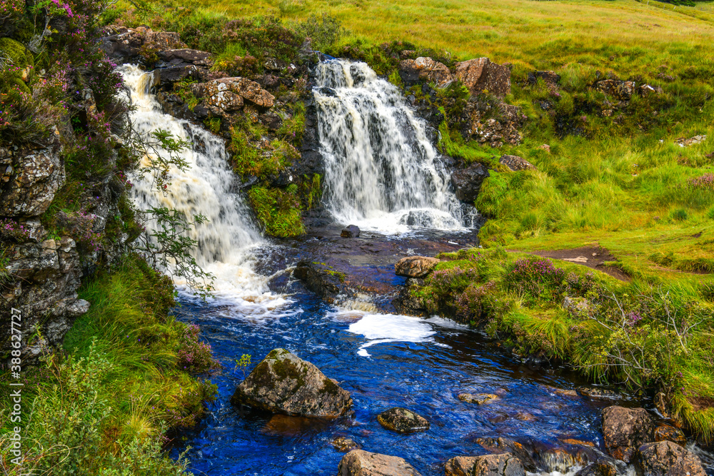 beautiful landscapes, waterfalls, forests full of mushrooms and views of the Isle of Skye in Scotland beautiful landscapes, waterfalls, forests full of mushrooms and views of the Isle of Skye in Scotland