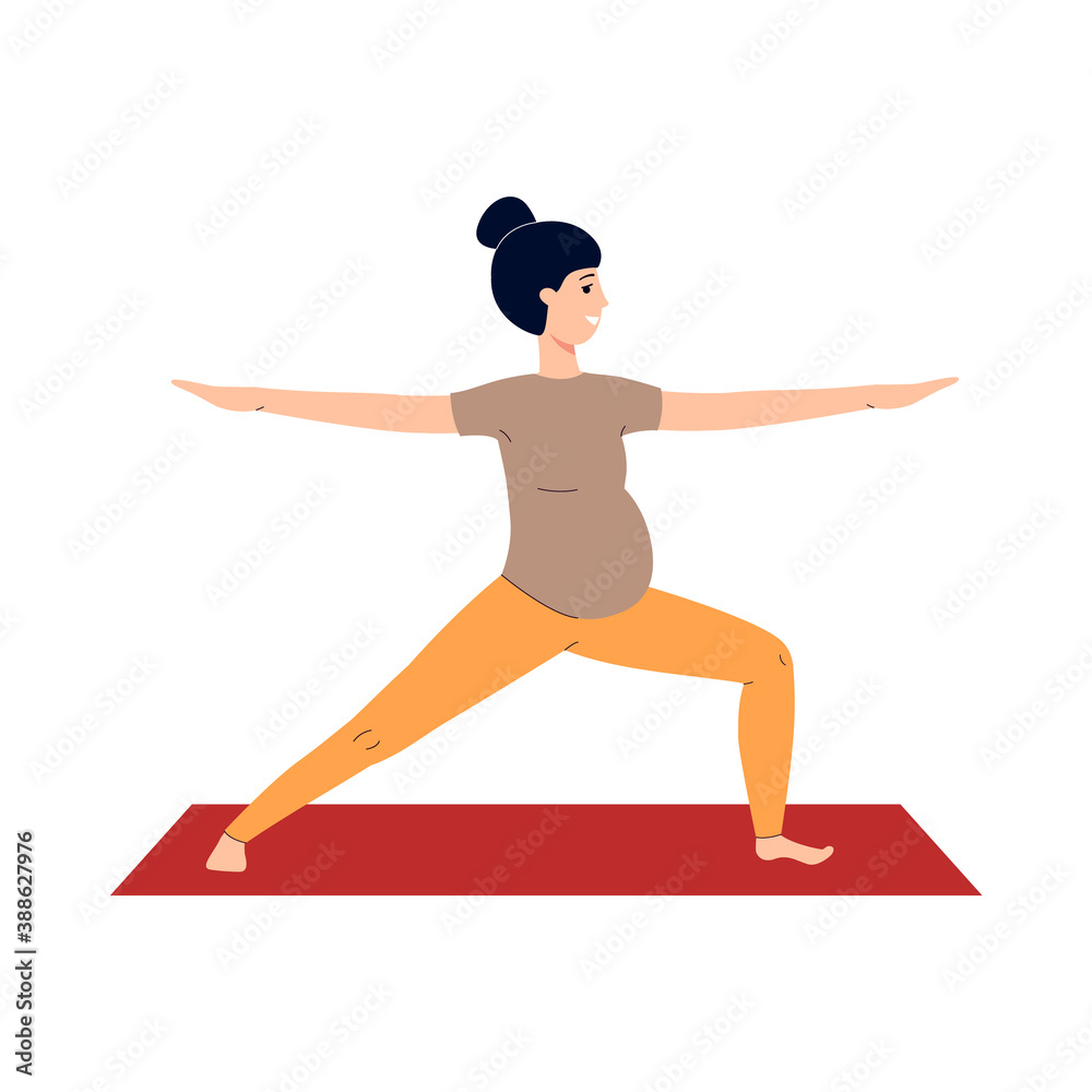 Pregnant woman does prenatal yoga during pregnancy a vector illustration Pregnant woman does prenatal yoga during pregnancy a vector illustration