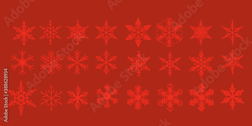 Red christmas background with snowflakes. Vector 