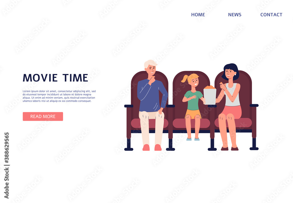 Web page mockup for cinema theater and home cinema flat vector illustration. Web page mockup for cinema theater and home cinema flat vector illustration.