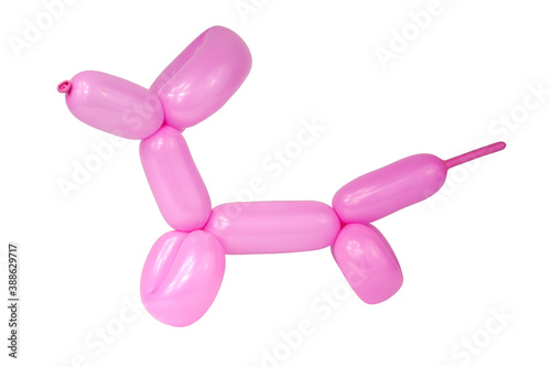 Balloon pink dog craft isolated on the white