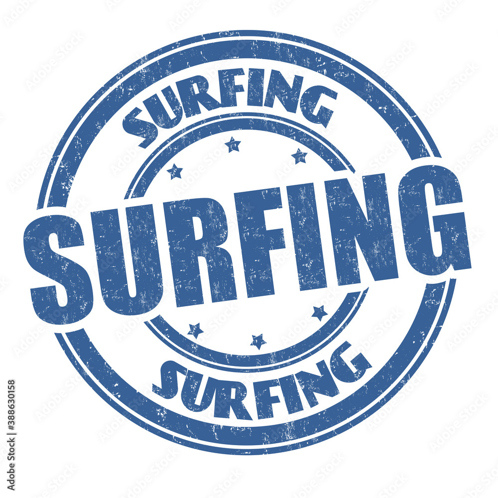 Surfing grunge rubber stamp