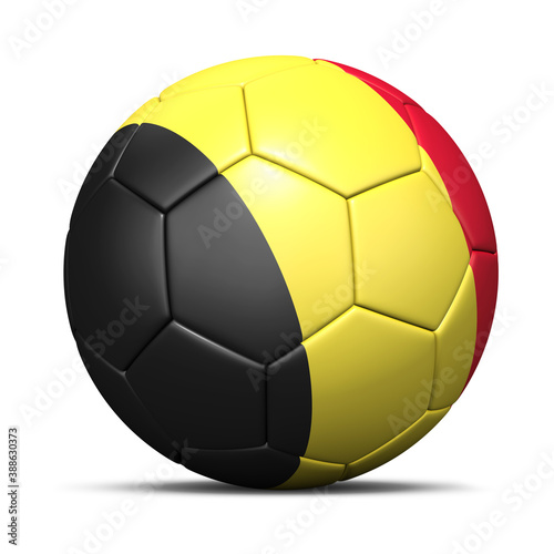 3d soccer ball with Belgium flag - 3D Render isolated in background white.
