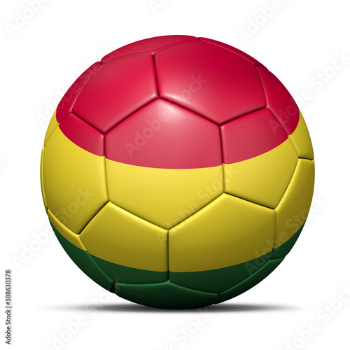 3d soccer ball with Bolivia flag - 3D Render isolated in background white.