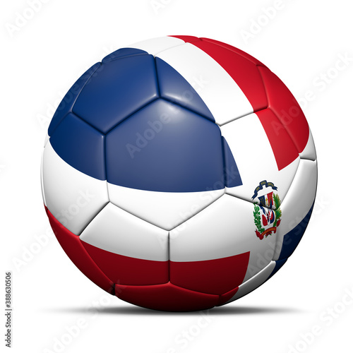3d soccer ball with Dominican Republic flag - 3D Render isolated in background white.