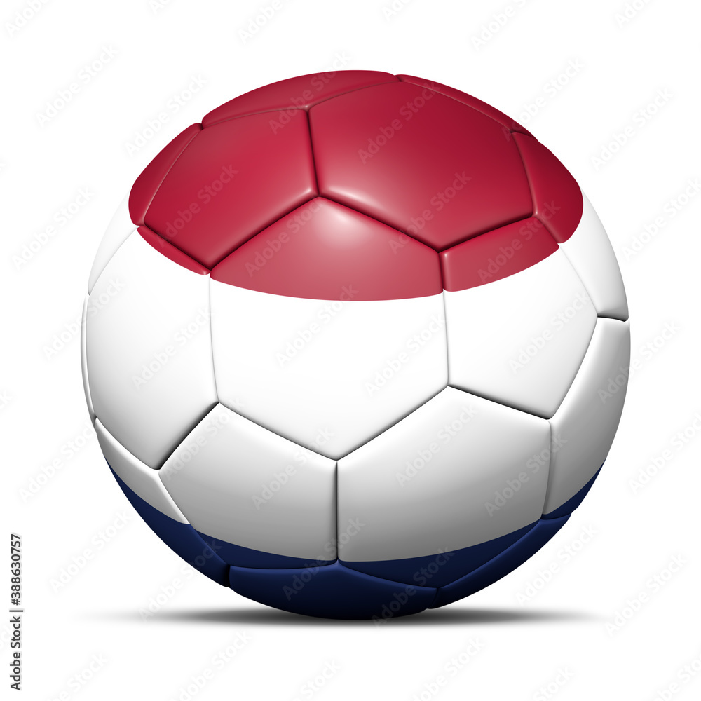 3d soccer ball with Netherlands flag - 3D Render isolated in background white.