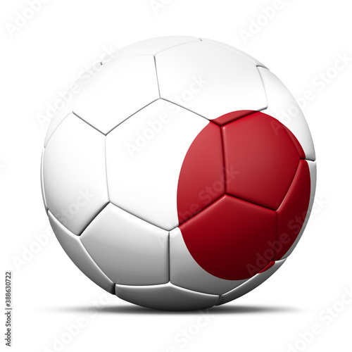 3d soccer ball with Japan flag - 3D Render isolated in background white.