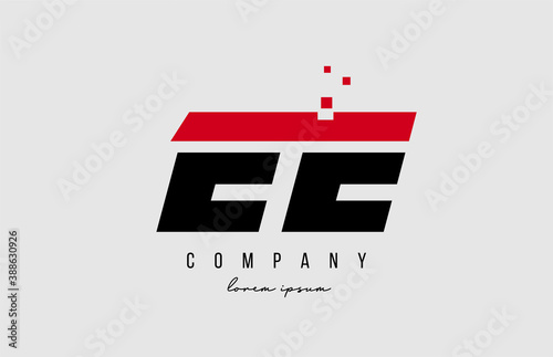 ee e e alphabet letter logo combination in red and black color. Creative icon design for company and business