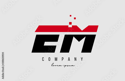 em e m alphabet letter logo combination in red and black color. Creative icon design for company and business