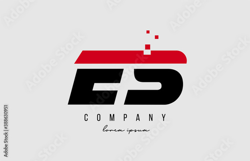es e s alphabet letter logo combination in red and black color. Creative icon design for company and business