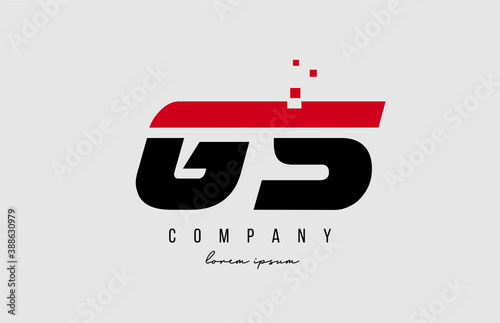 gs g s alphabet letter logo combination in red and black color. Creative icon design for company and business