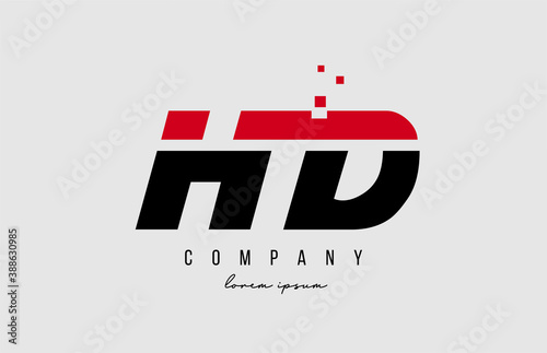 hd h d alphabet letter logo combination in red and black color. Creative icon design for company and business