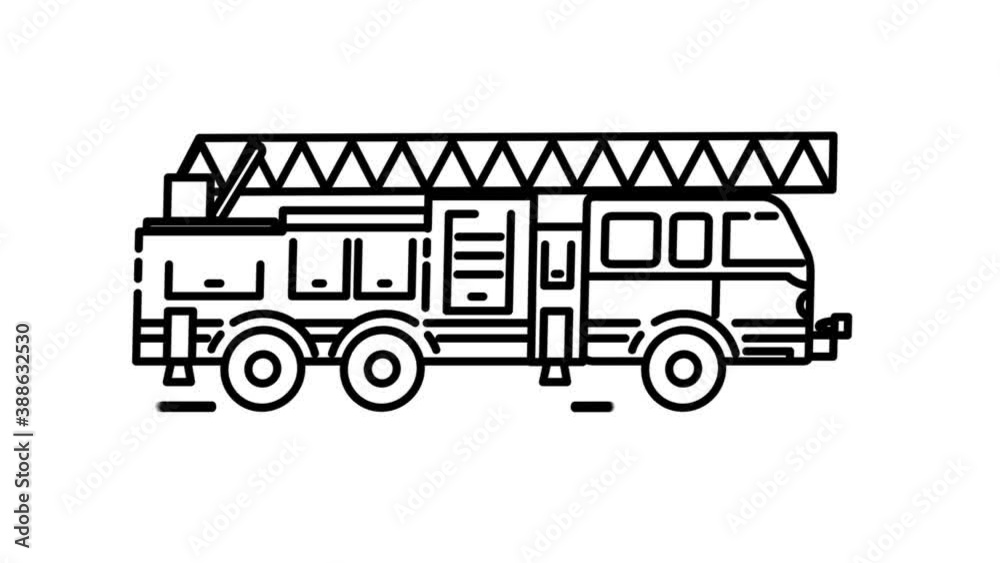 Fire Truck line icon on the Alpha Channel Fire Truck line icon on the Alpha Channel