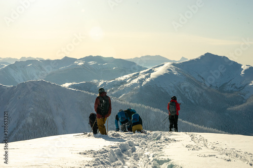 Skiers at the top of the mountain